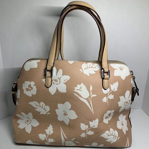 Lauren Ralph Lauren Amberly Dome Floral Satchel Tan/White - Picture 2 of 16